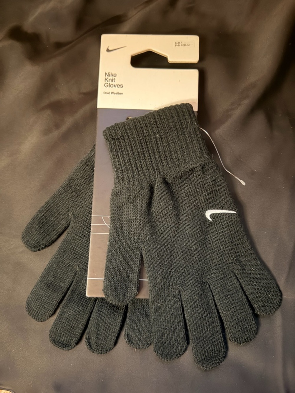Nike Black Knit Swoosh Gloves for Men